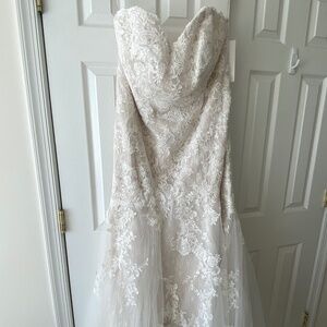 SOLD - Layered lace mermaid wedding dress from David’s Bridal